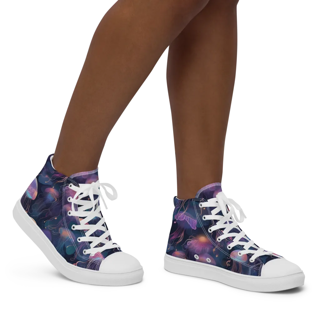 Neon Moon Jelly on Women's High Top Canvas Shoes — Right
