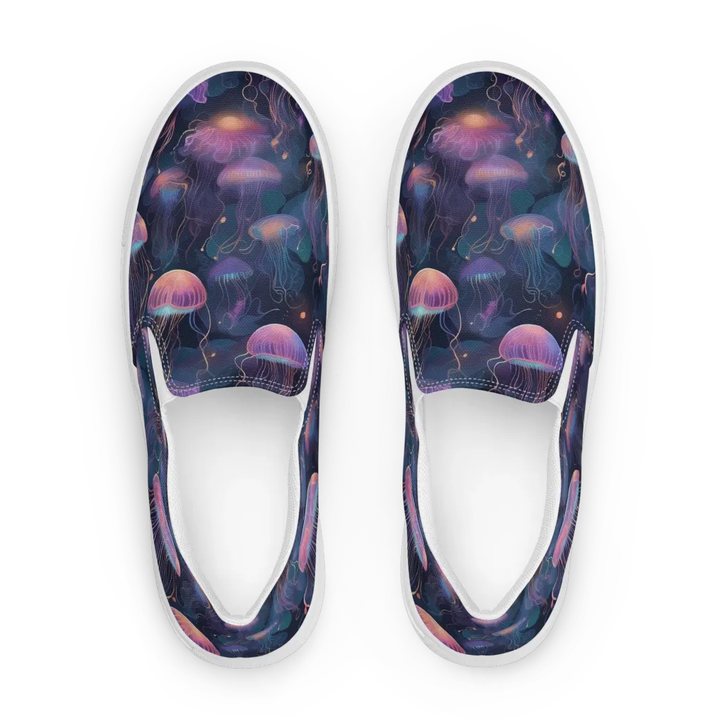 Neon Moon Jelly on Men's Slip-On Canvas Shoes — Front