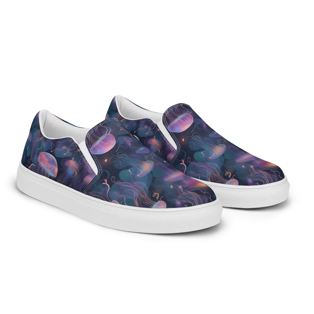 Neon Moon Jelly on Men's Slip-On Canvas Shoes — Right Front
