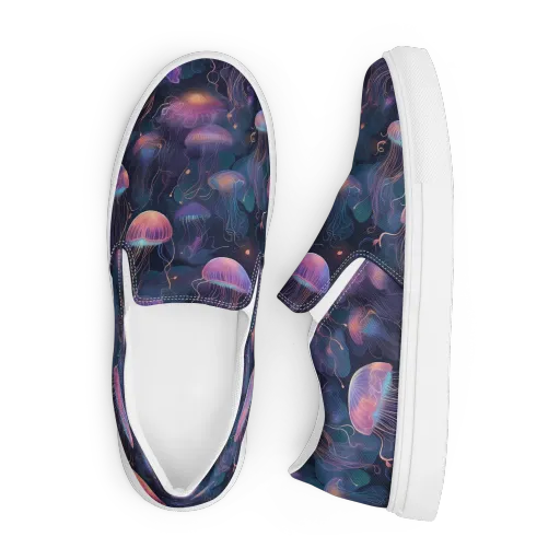 Neon Moon Jelly on a Men's Slip-On Canvas Shoes