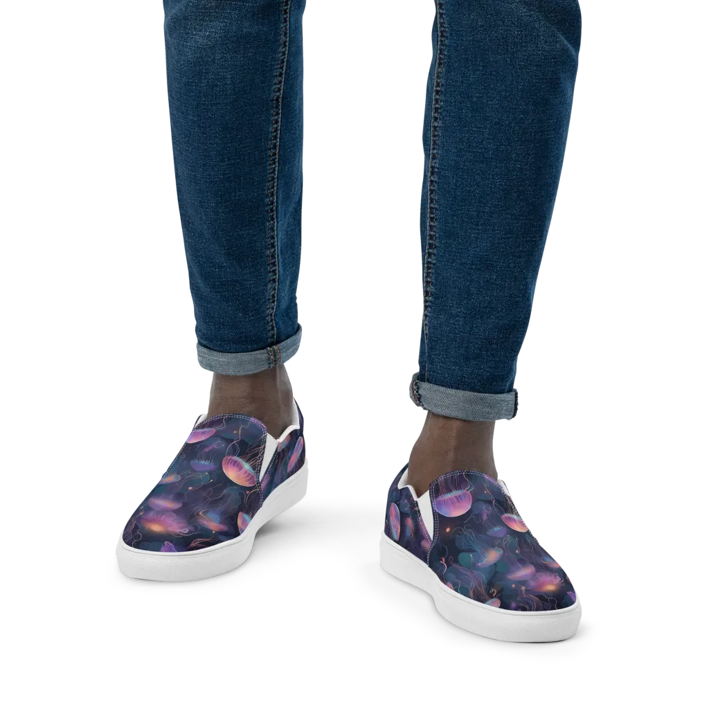 Neon Moon Jelly on Men's Slip-On Canvas Shoes — Front