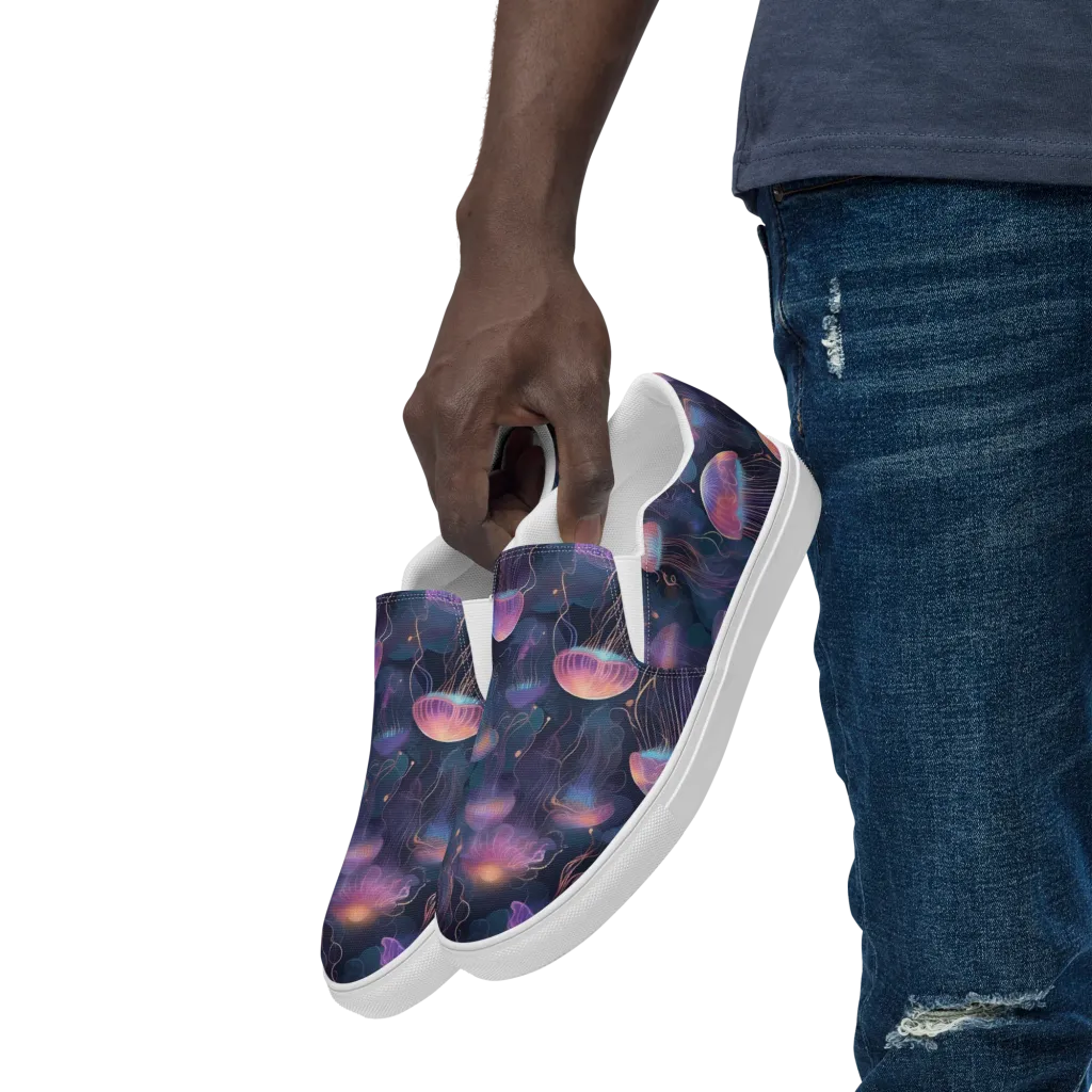 Neon Moon Jelly on Men's Slip-On Canvas Shoes — Left Front