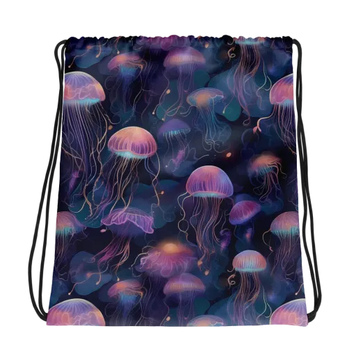 Neon Moon Jelly on a Drawstring Bag
