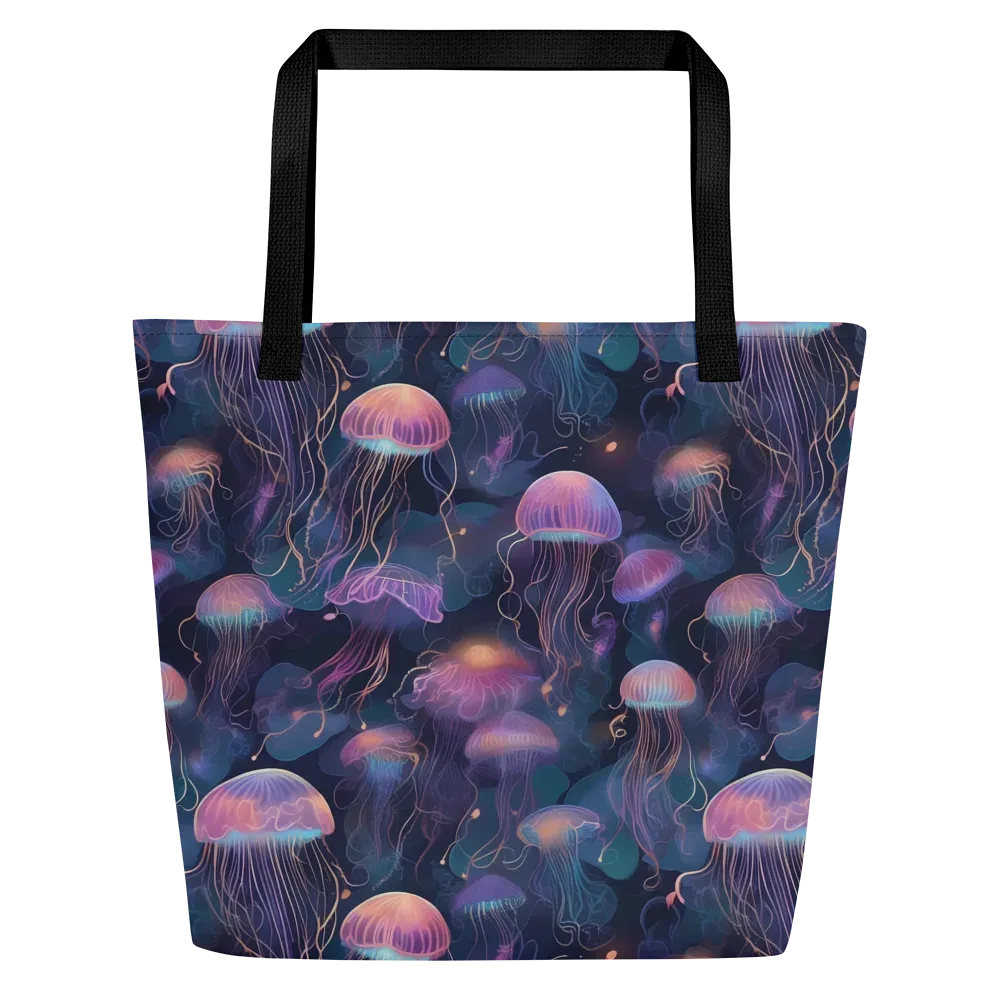 Neon Moon Jelly on Large Tote Bag W/ Pocket — Front