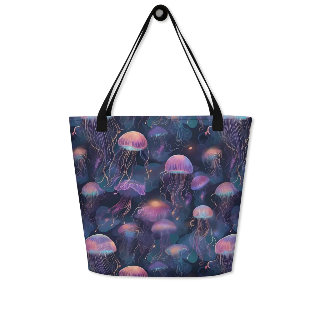 Neon Moon Jelly on Large Tote Bag W/ Pocket — Front