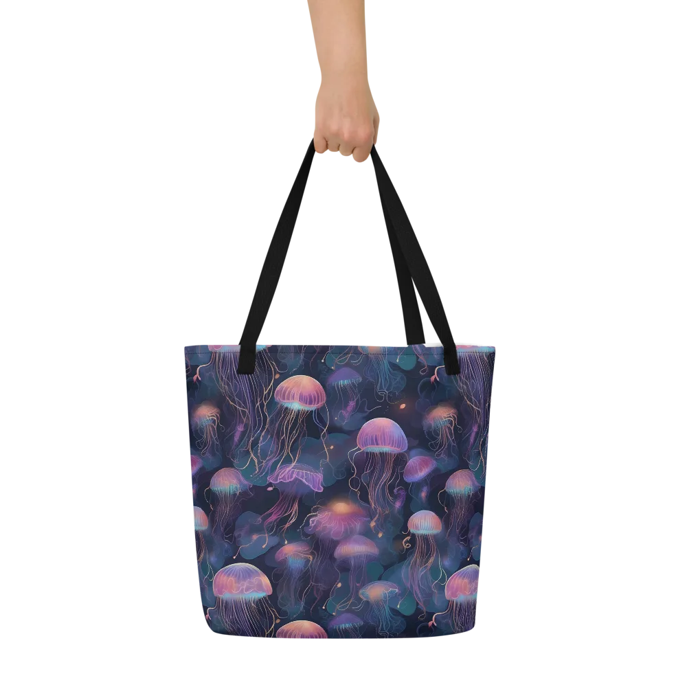 Neon Moon Jelly on Large Tote Bag W/ Pocket — Front