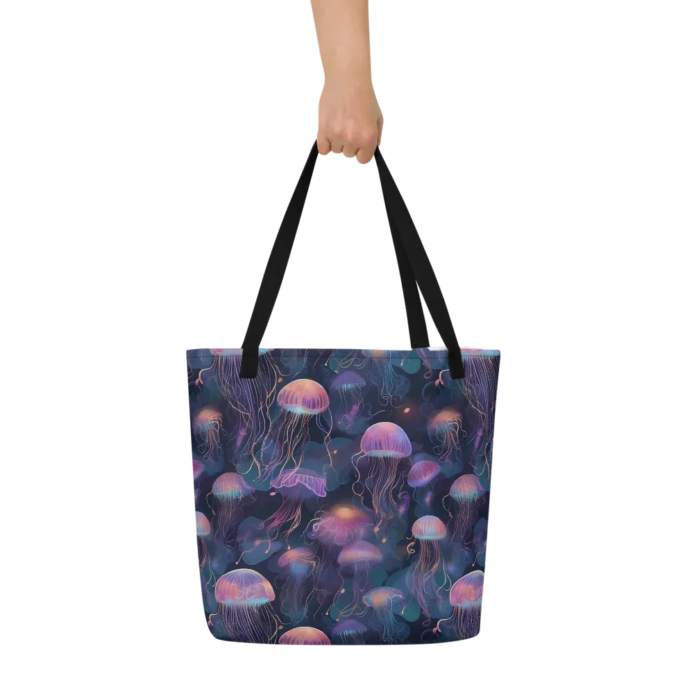 Neon Moon Jelly on Large Tote Bag W/ Pocket — Front