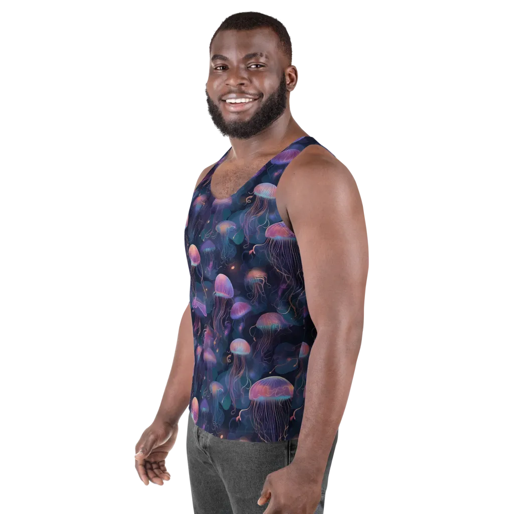Neon Moon Jelly on Men's Tank Top — Left Front