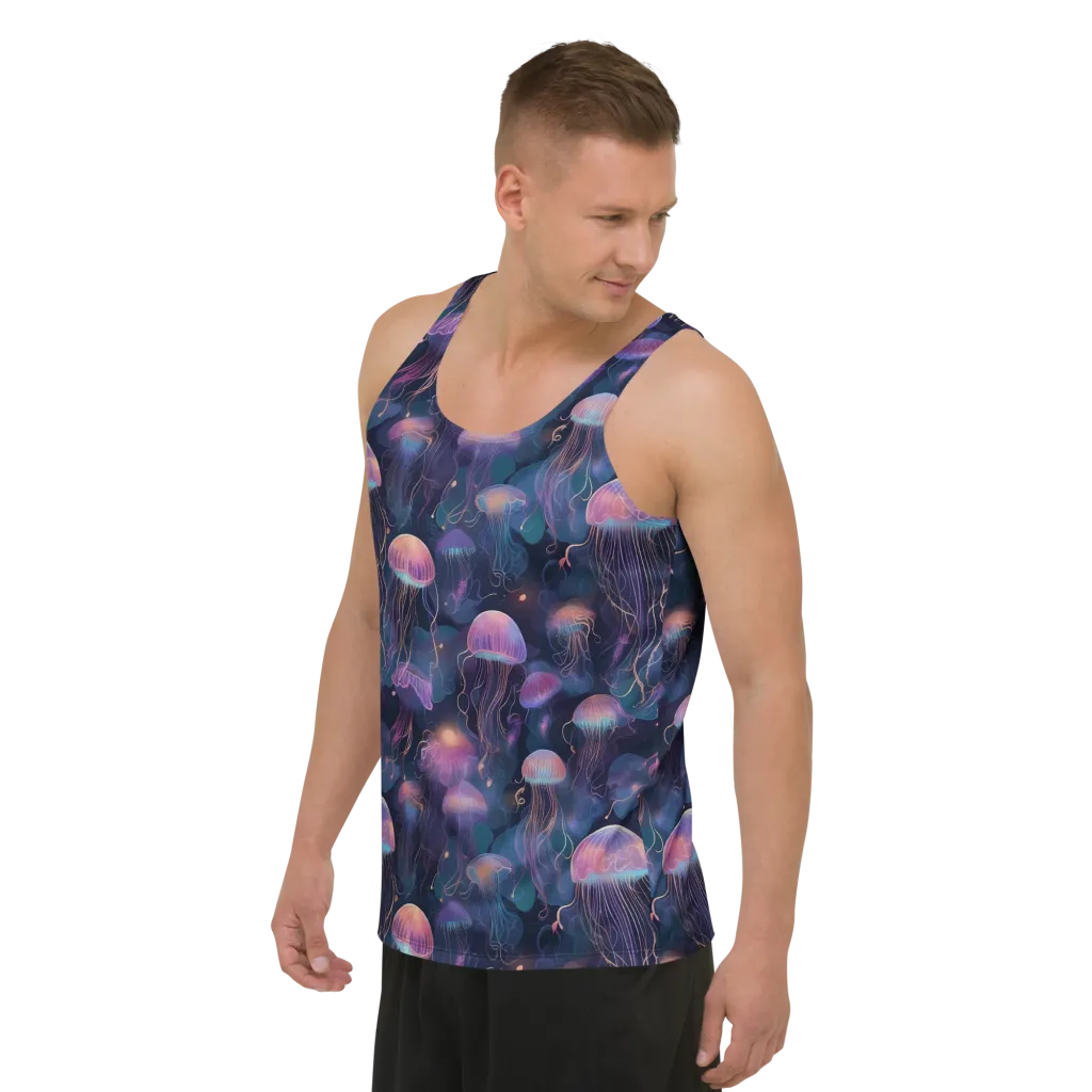 Neon Moon Jelly on Men's Tank Top — Left Front