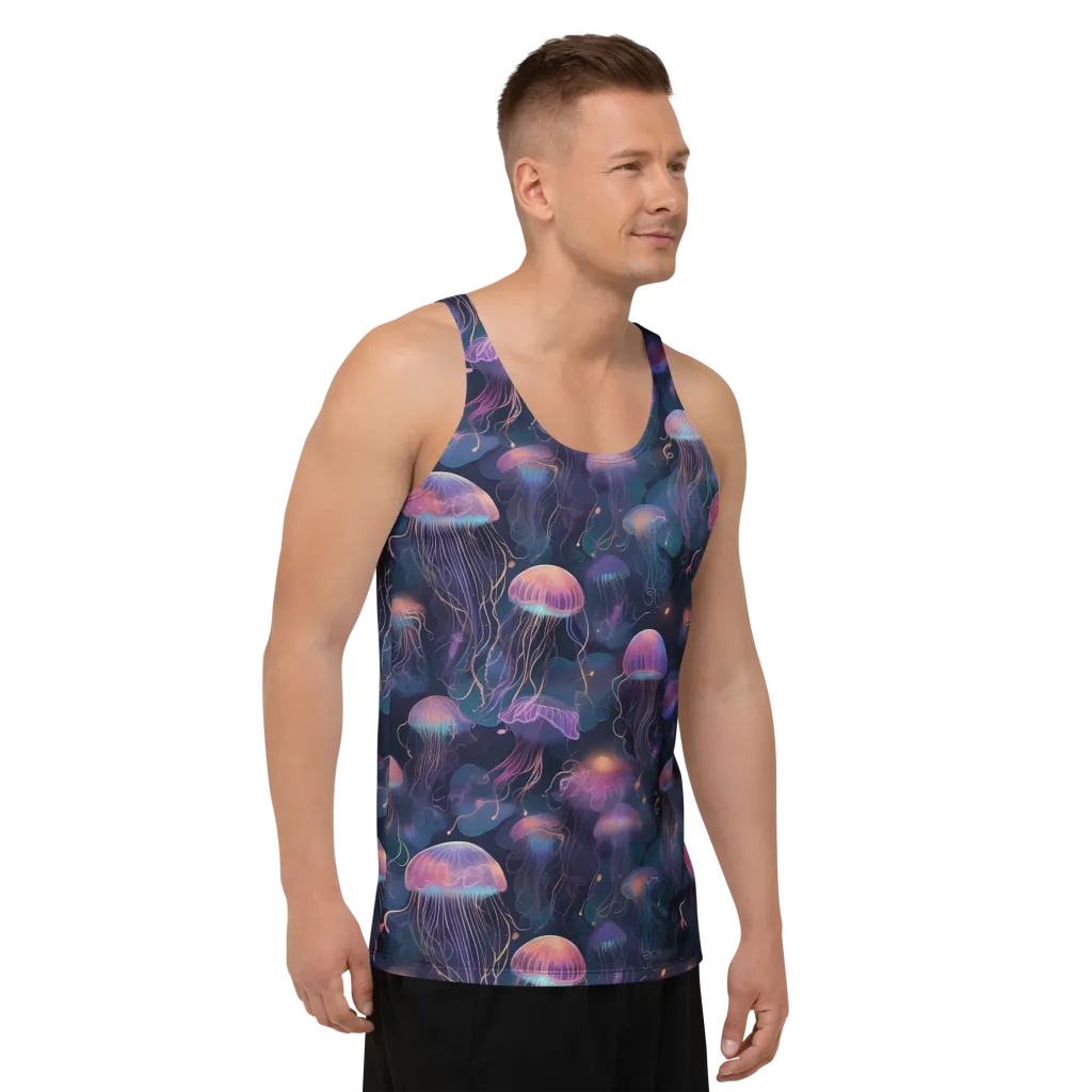 Neon Moon Jelly on Men's Tank Top — Right Front