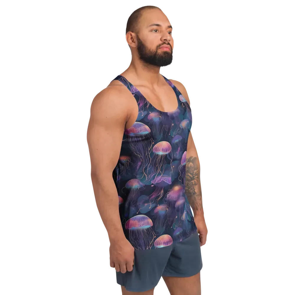 Neon Moon Jelly on Men's Tank Top — Right Front
