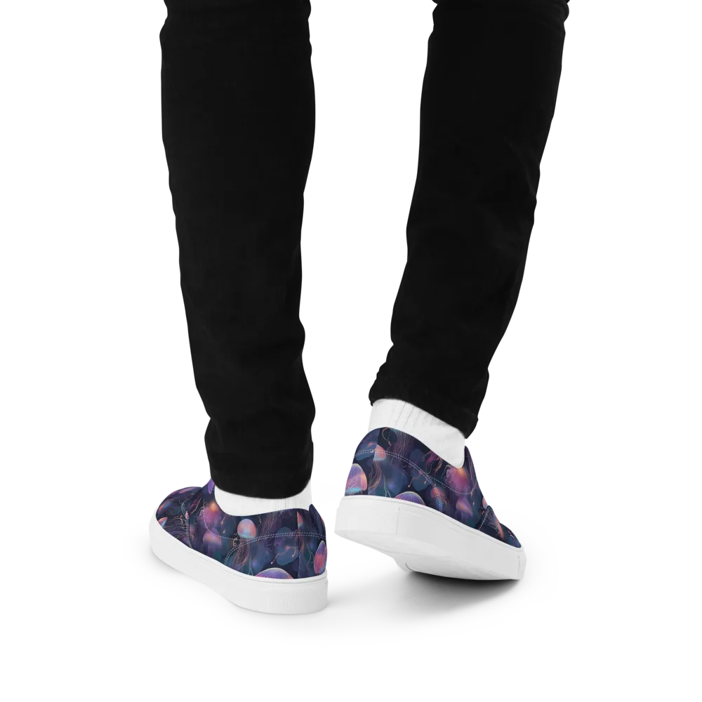 Neon Moon Jelly on Men's Lace-Up Canvas Shoes — Back