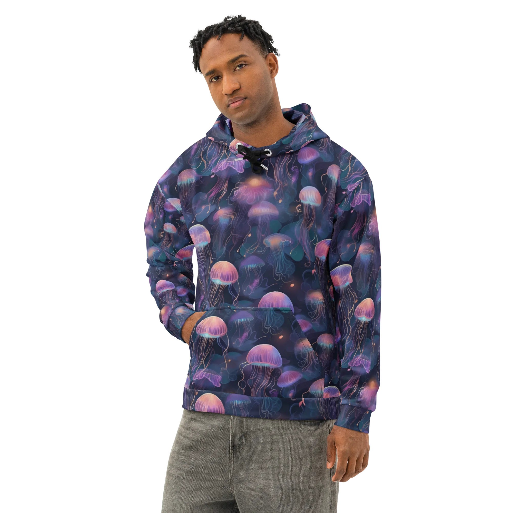 Neon Moon Jelly on Cotton Hoodie — Left Front