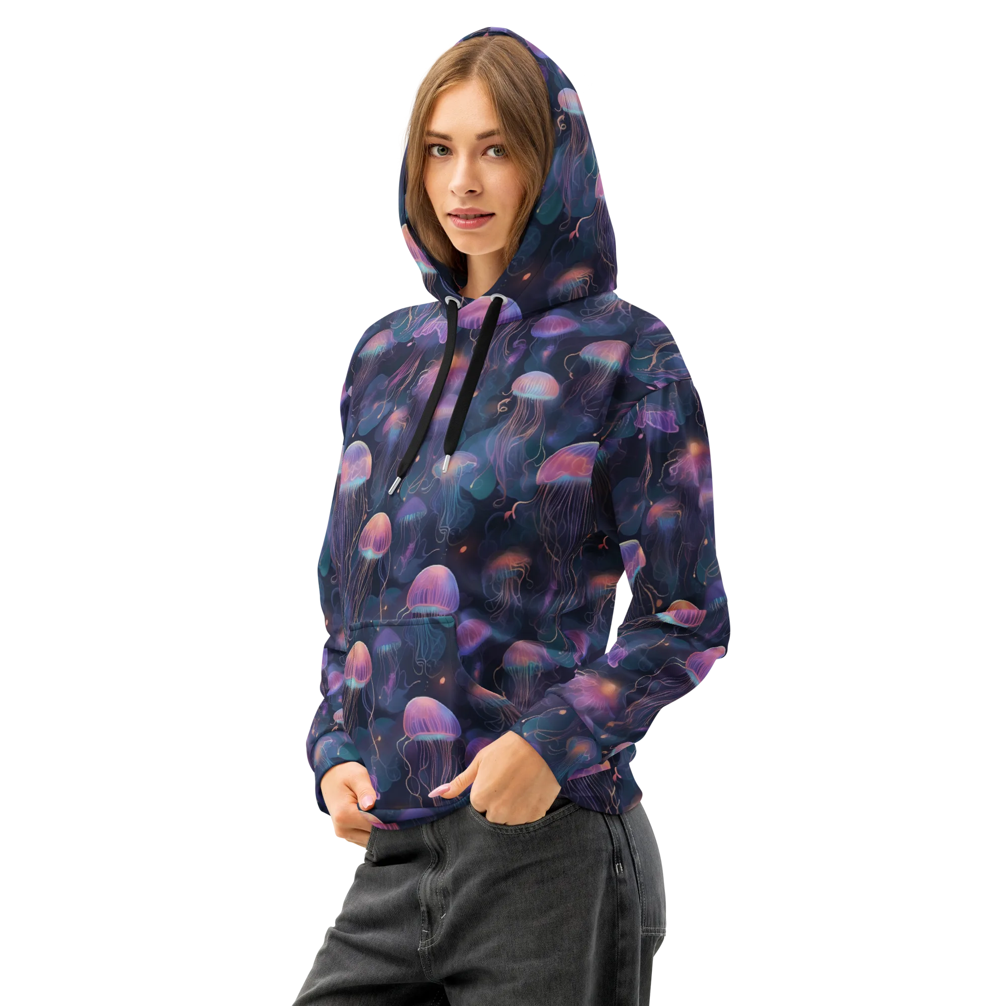 Neon Moon Jelly on Cotton Hoodie — Left Front