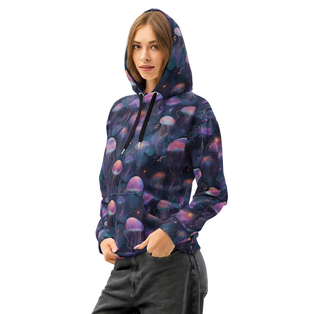 Neon Moon Jelly on Cotton Hoodie — Left Front