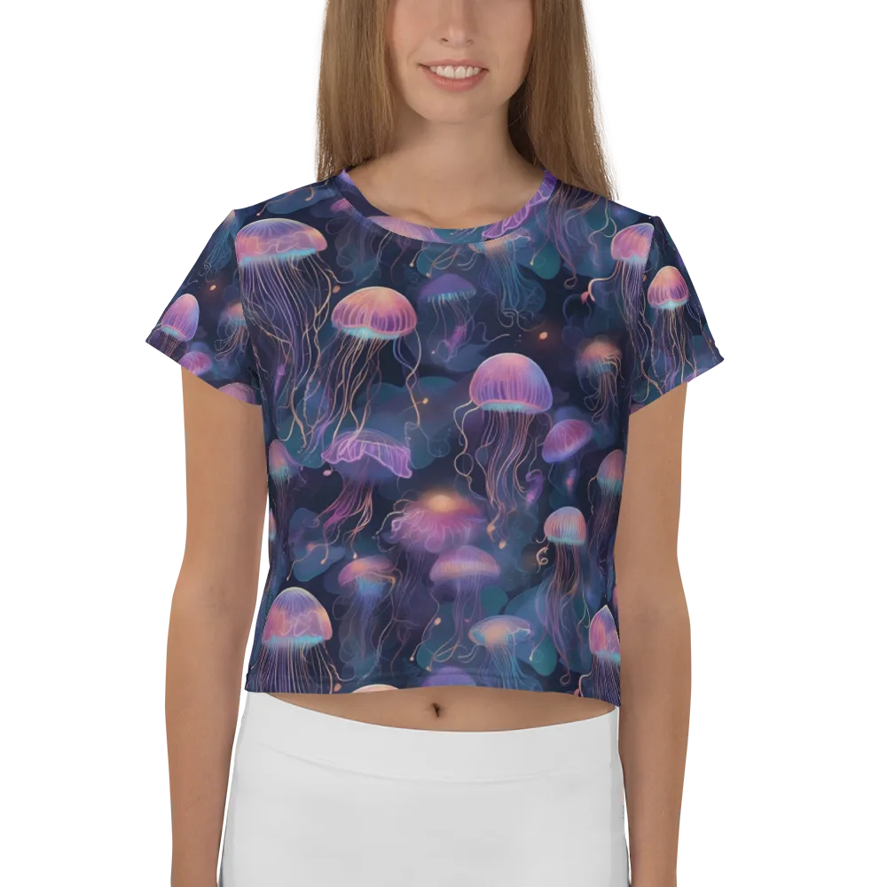 Neon Moon Jelly on Crop Tee — Front