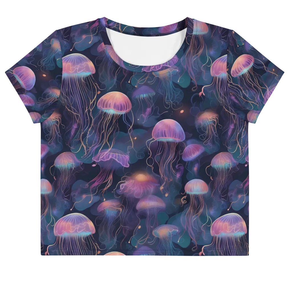 Neon Moon Jelly on Crop Tee — Front