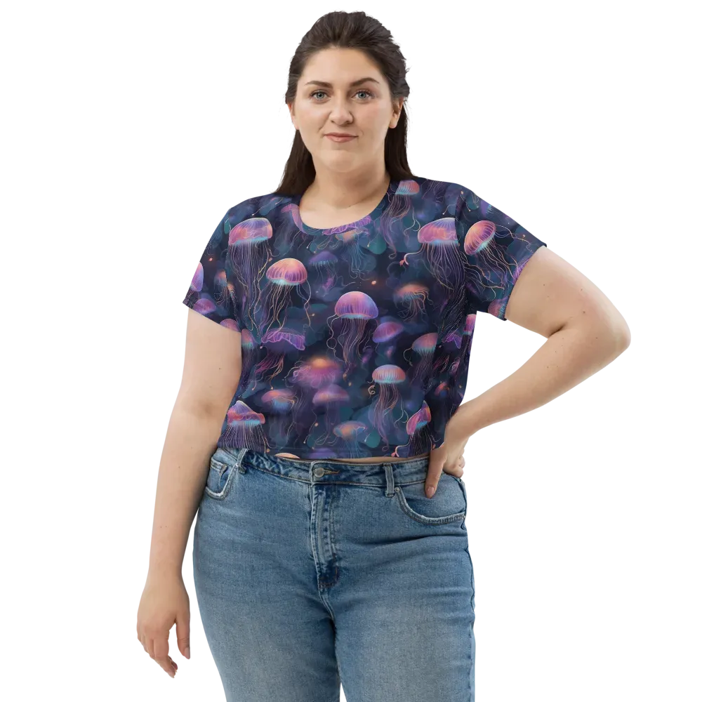 Neon Moon Jelly on Crop Tee — Front