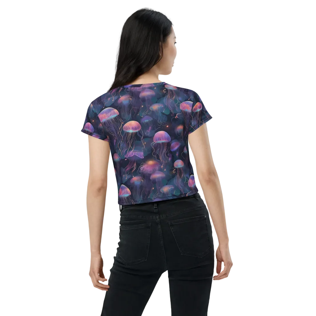 Neon Moon Jelly on Crop Tee — Back