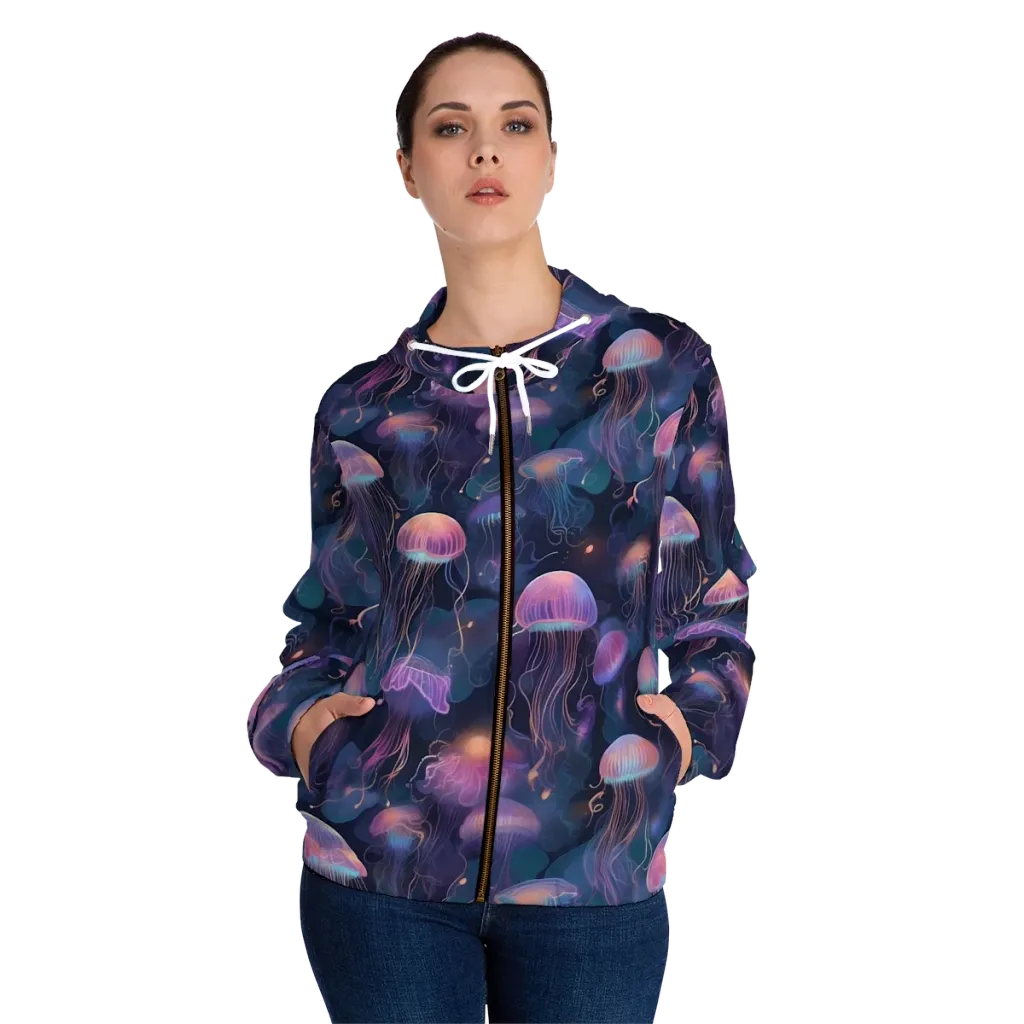 Neon Moon Jelly on Women's Full-Zip Hoodie — Front On Person