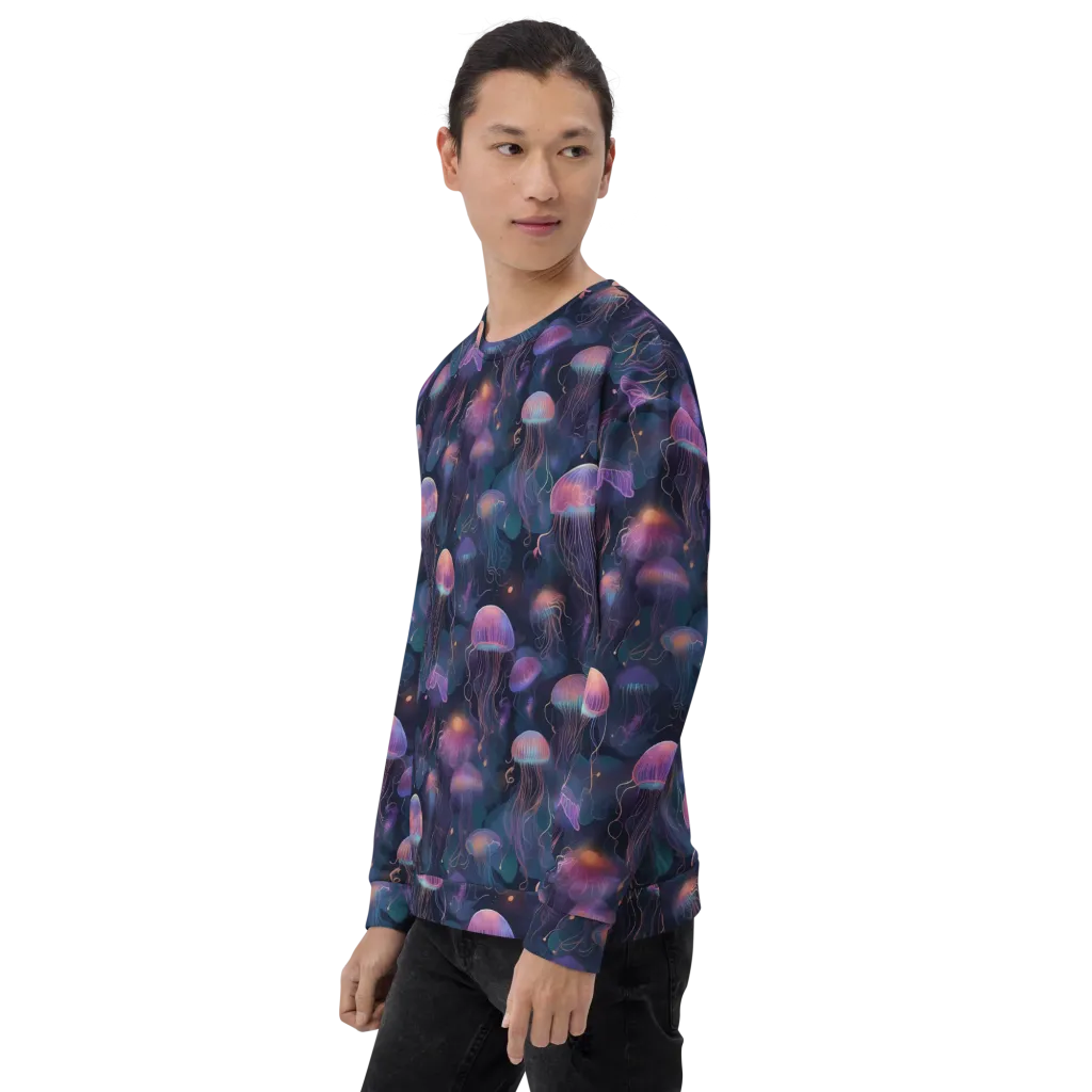 Neon Moon Jelly on Sweatshirt — Left Front