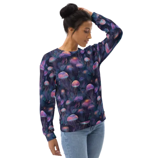 Neon Moon Jelly on a Sweatshirt