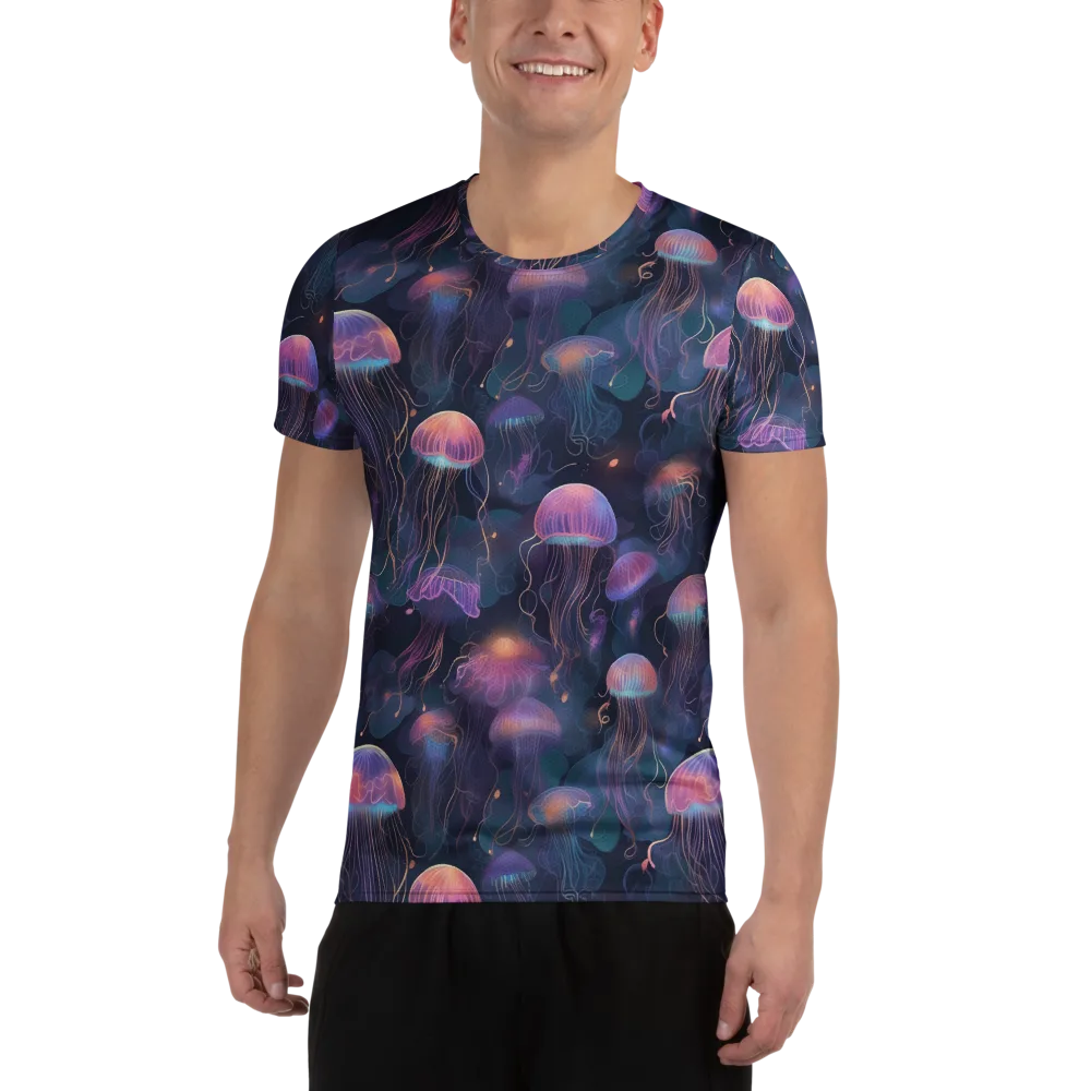 Neon Moon Jelly on Men's Athletic T-Shirt — Front