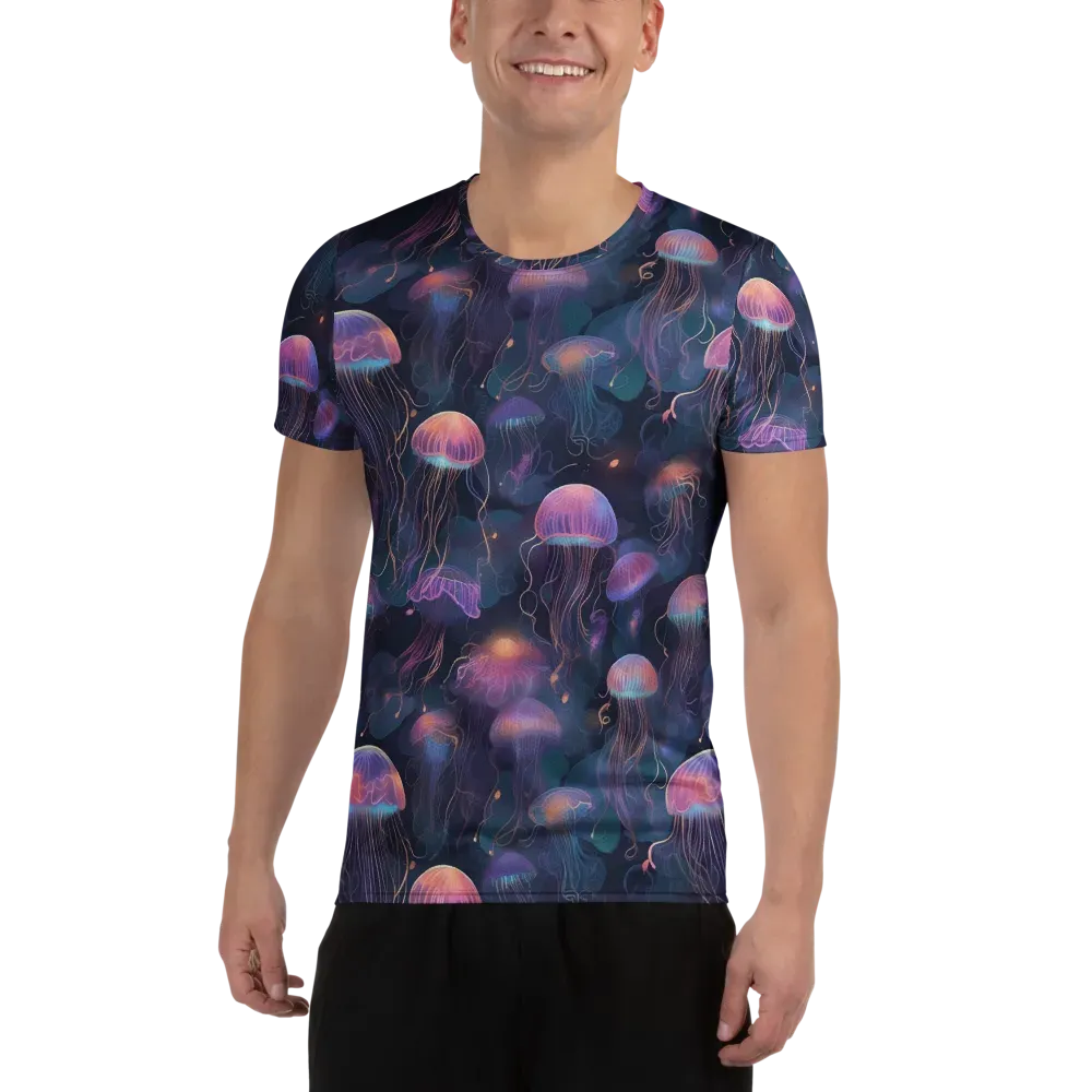 Neon Moon Jelly on Men's Athletic T-Shirt — Front