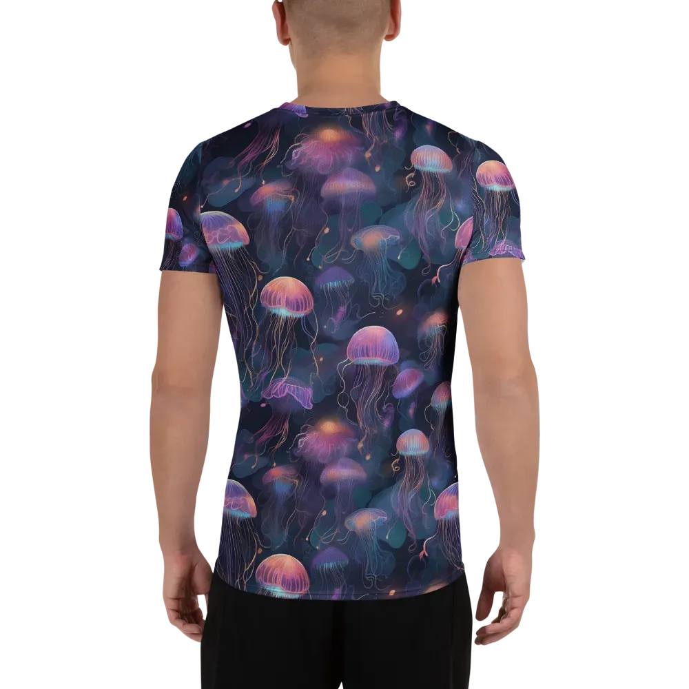 Neon Moon Jelly on Men's Athletic T-Shirt — Back