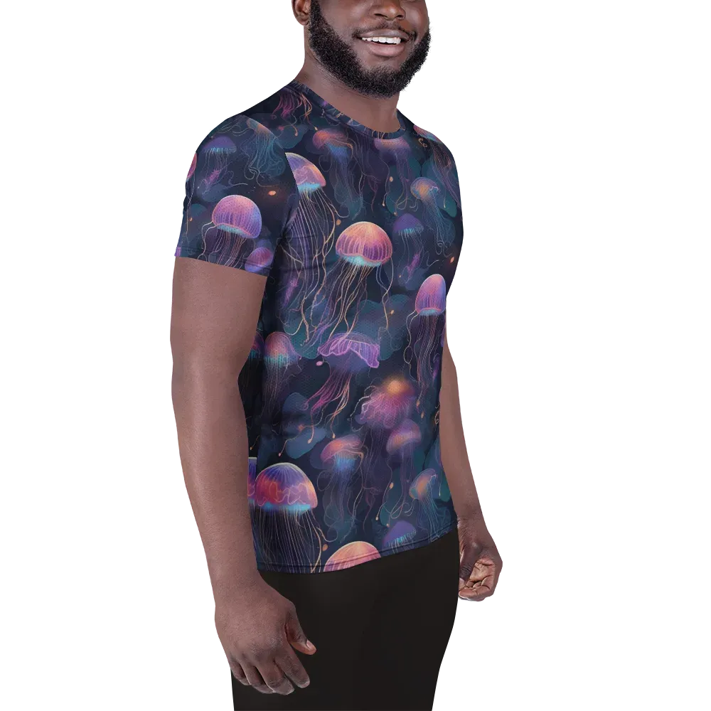 Neon Moon Jelly on Men's Athletic T-Shirt — Right