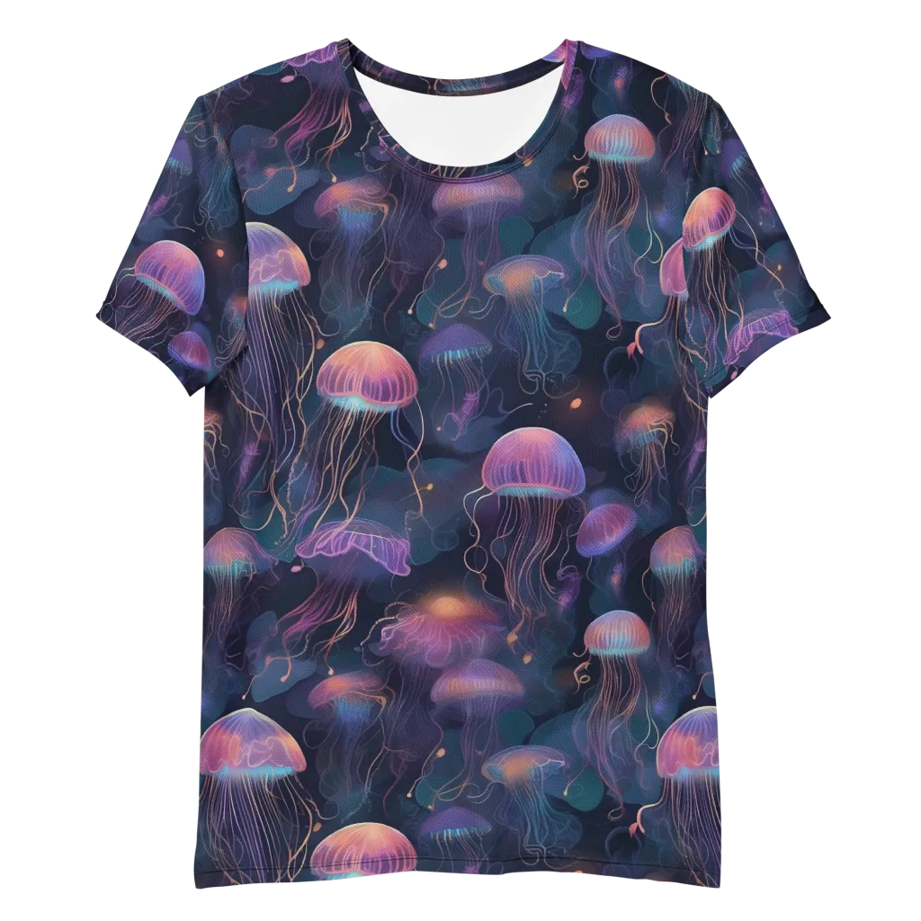 Neon Moon Jelly on Men's Athletic T-Shirt — Front