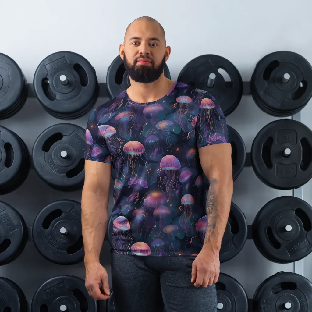 Neon Moon Jelly on Men's Athletic T-Shirt — Front