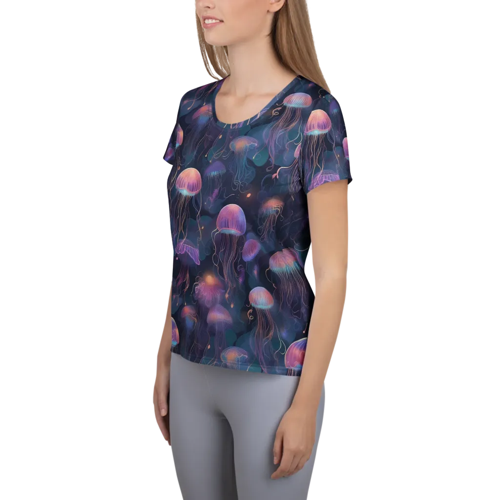 Neon Moon Jelly on Women's Athletic T-Shirt — Left