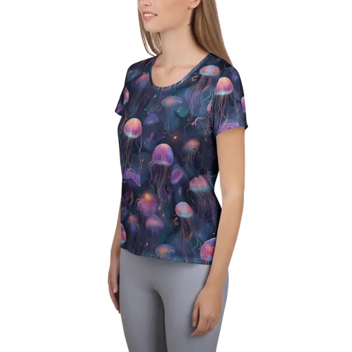 Neon Moon Jelly on a Women's Athletic T-Shirt