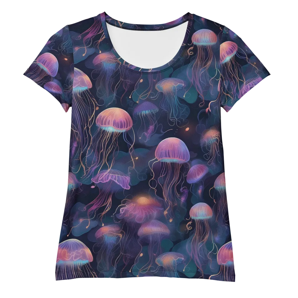 Neon Moon Jelly on Women's Athletic T-Shirt — Front