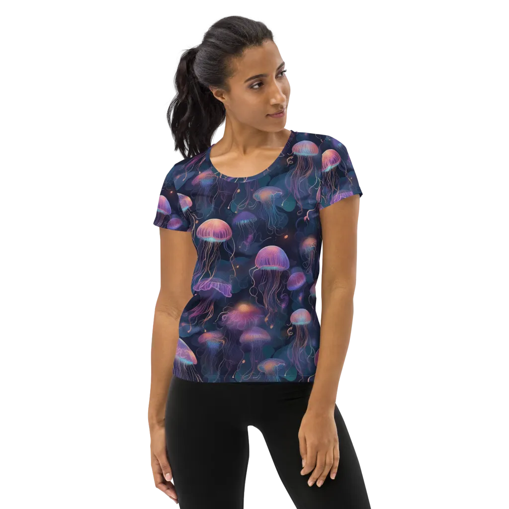 Neon Moon Jelly on Women's Athletic T-Shirt — Front