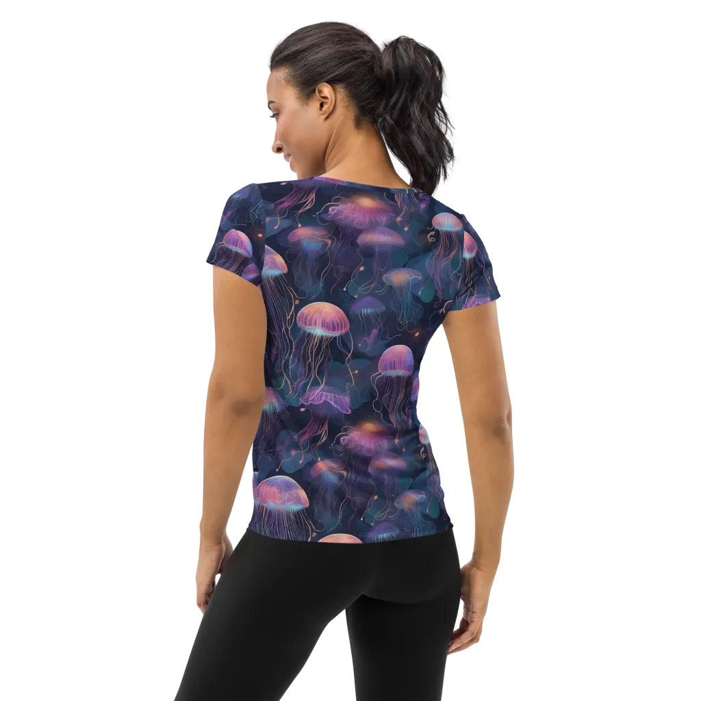Neon Moon Jelly on Women's Athletic T-Shirt — Back
