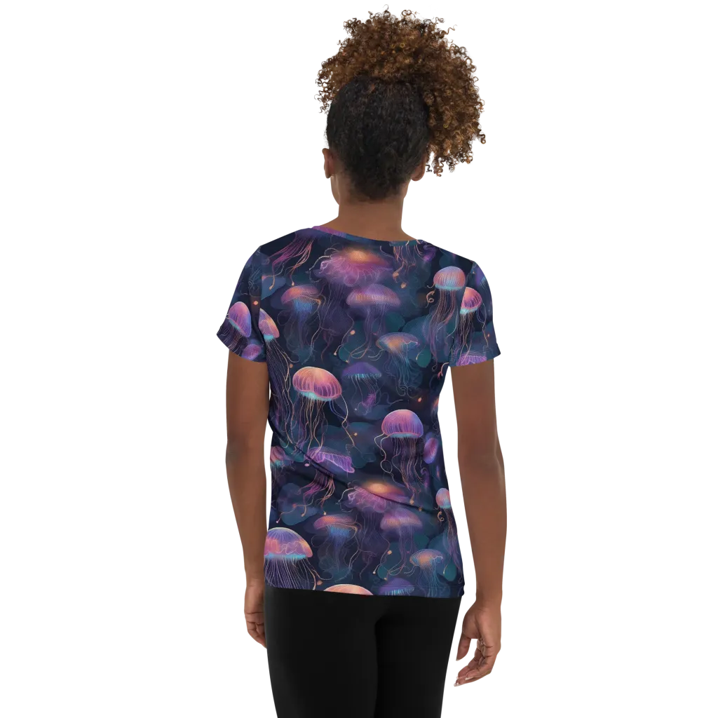 Neon Moon Jelly on Women's Athletic T-Shirt — Back