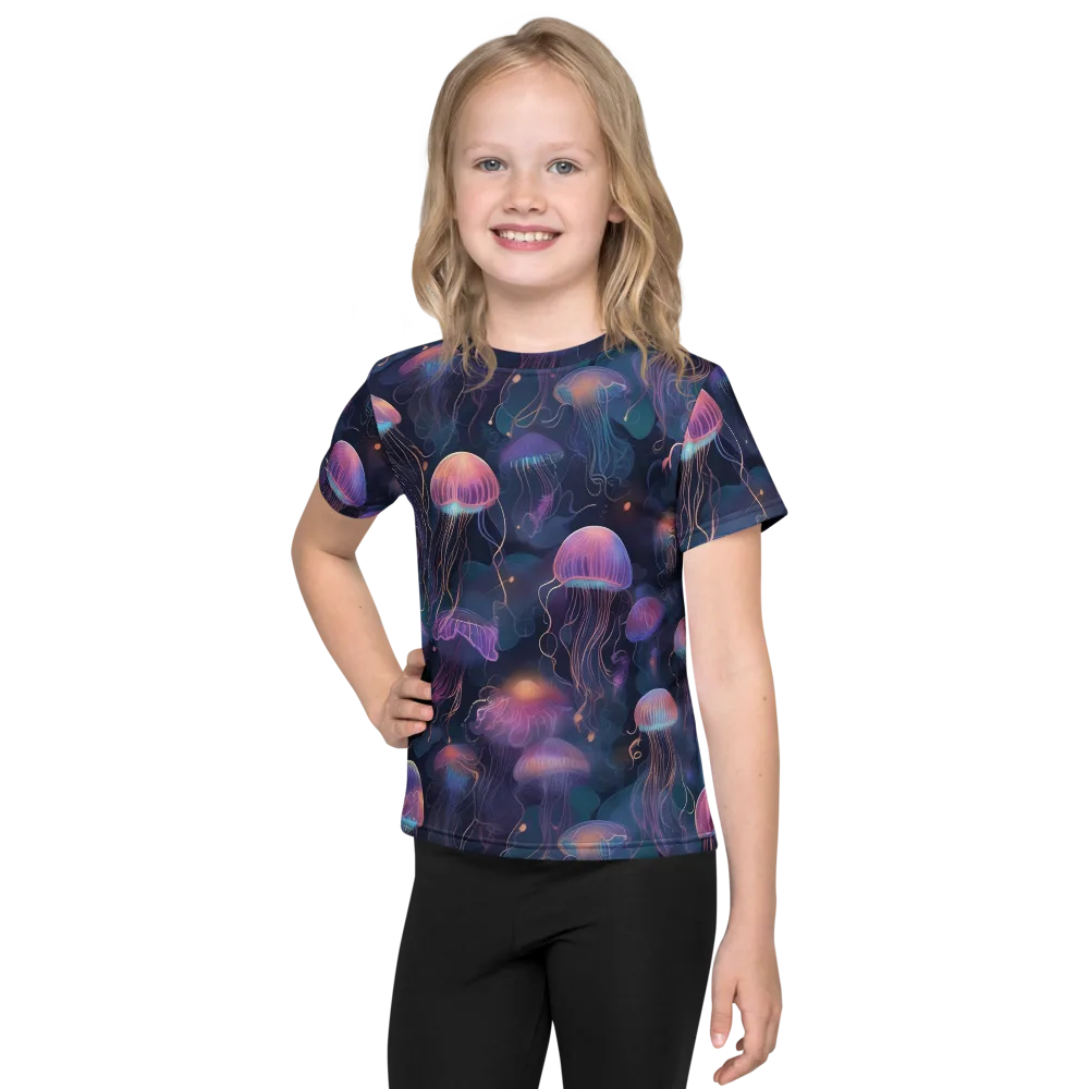 Neon Moon Jelly on Kids Crew Neck T-Shirt — Front