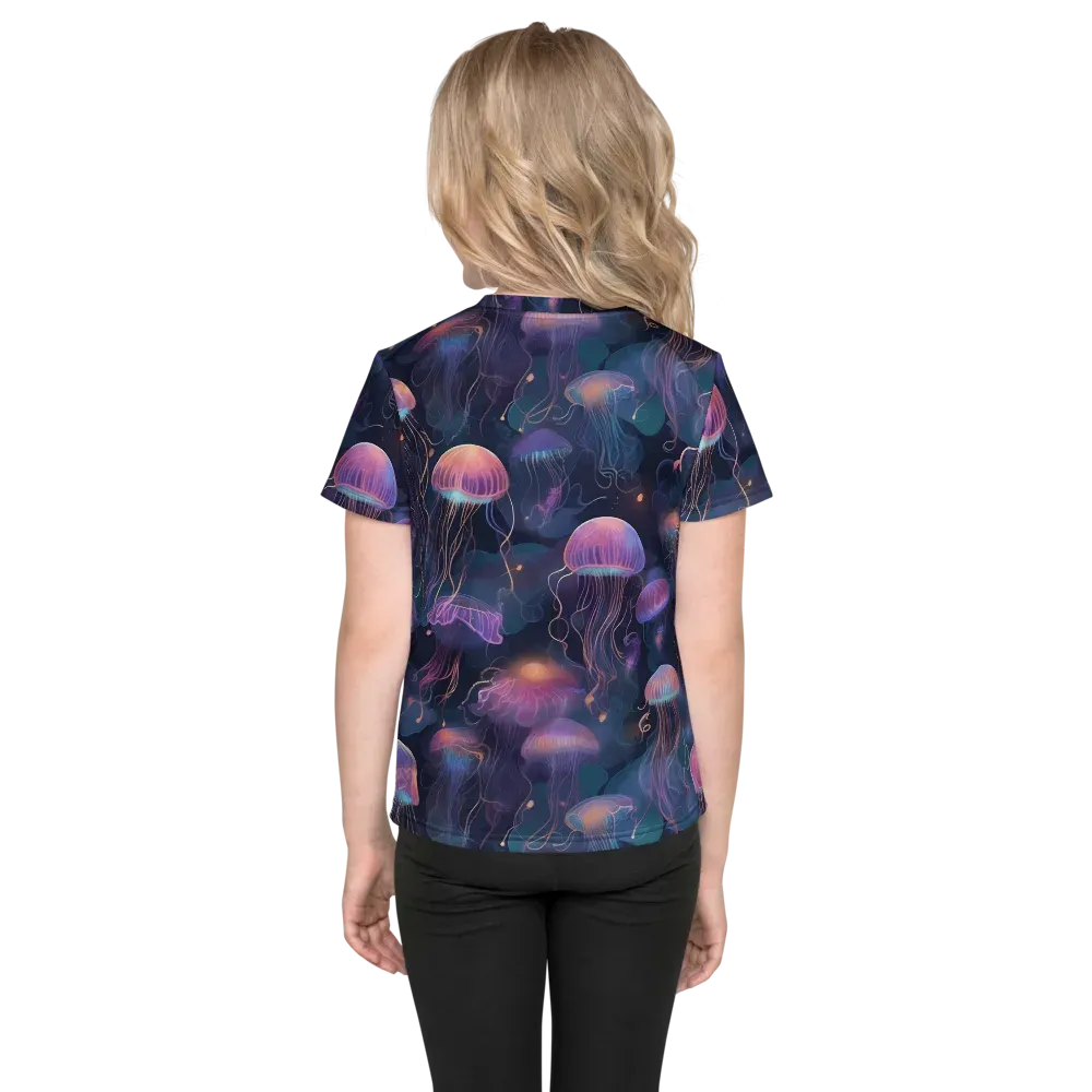 Neon Moon Jelly on Kids Crew Neck T-Shirt — Back