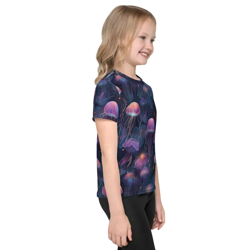 Neon Moon Jelly on Kids Crew Neck T-Shirt — Right