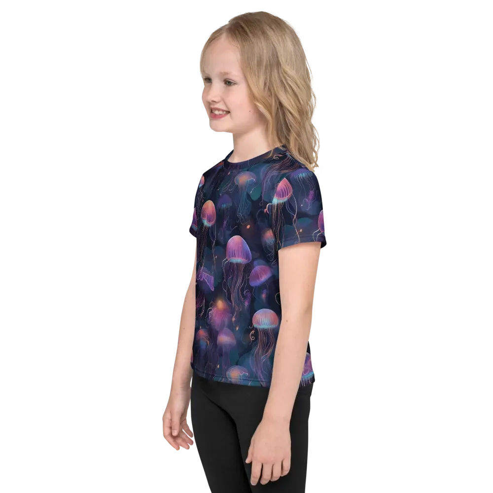 Neon Moon Jelly on Kids Crew Neck T-Shirt — Left
