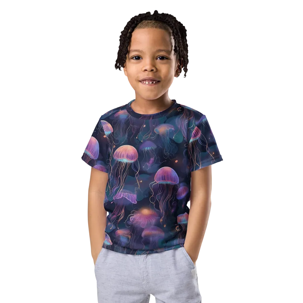 Neon Moon Jelly on Kids Crew Neck T-Shirt — Front
