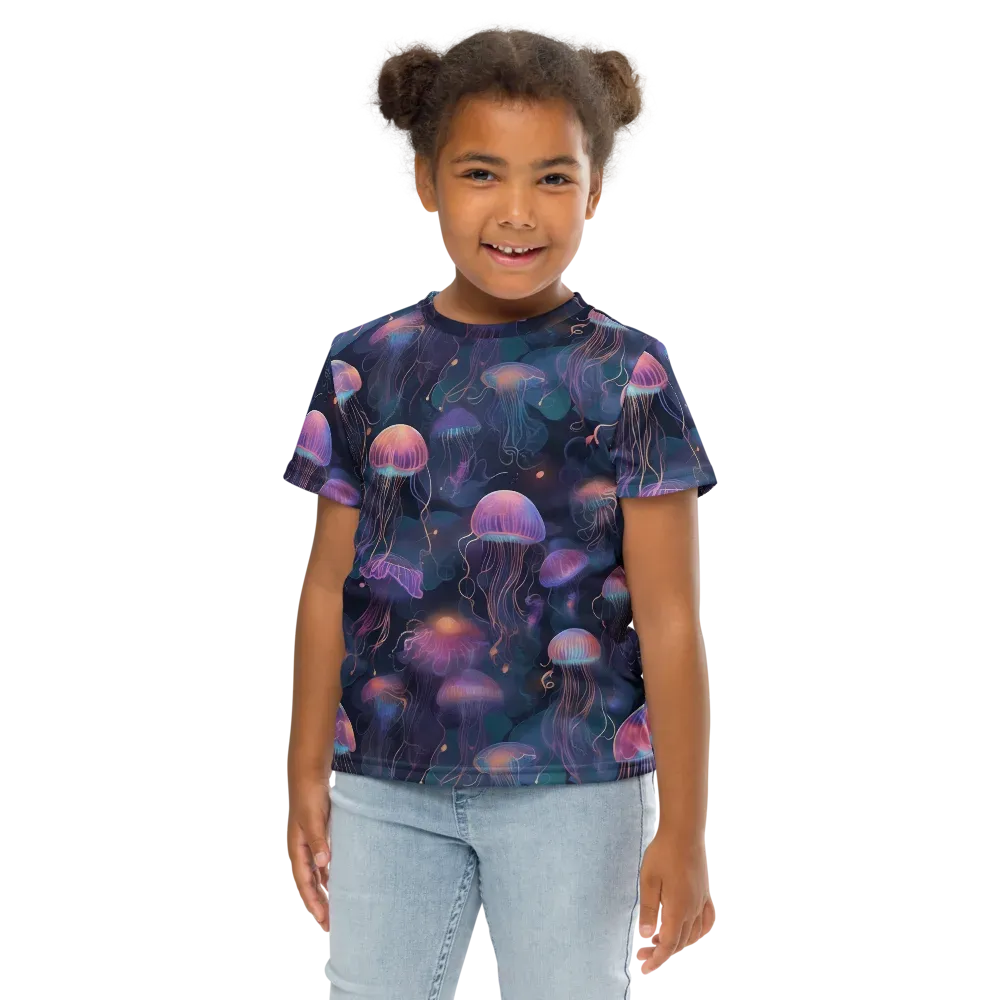 Neon Moon Jelly on Kids Crew Neck T-Shirt — Front