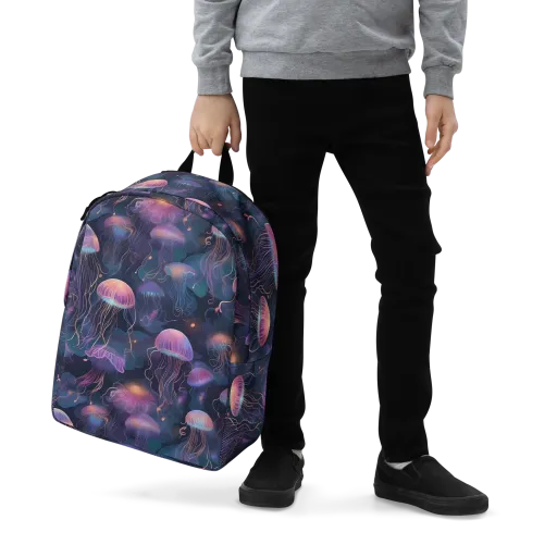 Neon Moon Jelly on a Minimalist Backpack