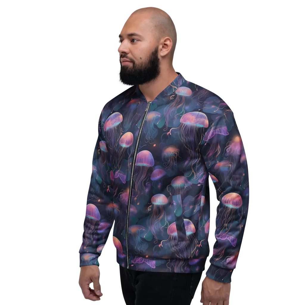 Neon Moon Jelly on Bomber Jacket — Left