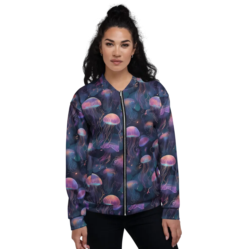 Neon Moon Jelly on Bomber Jacket — Front