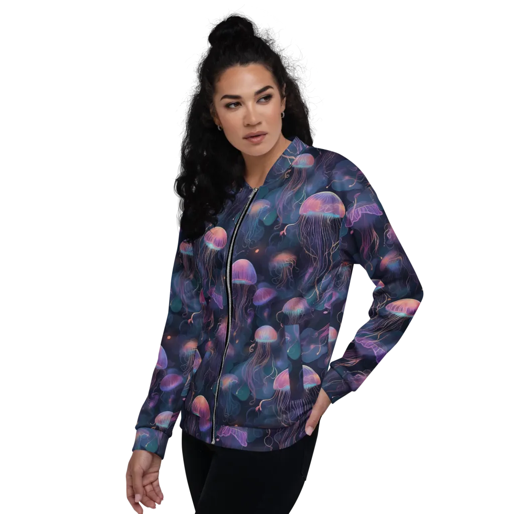 Neon Moon Jelly on Bomber Jacket — Left