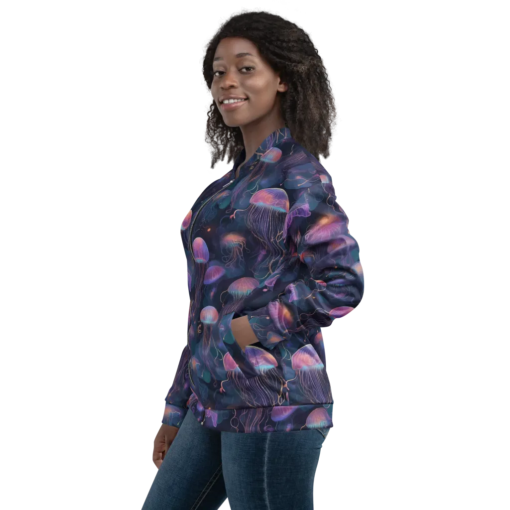 Neon Moon Jelly on Bomber Jacket — Left