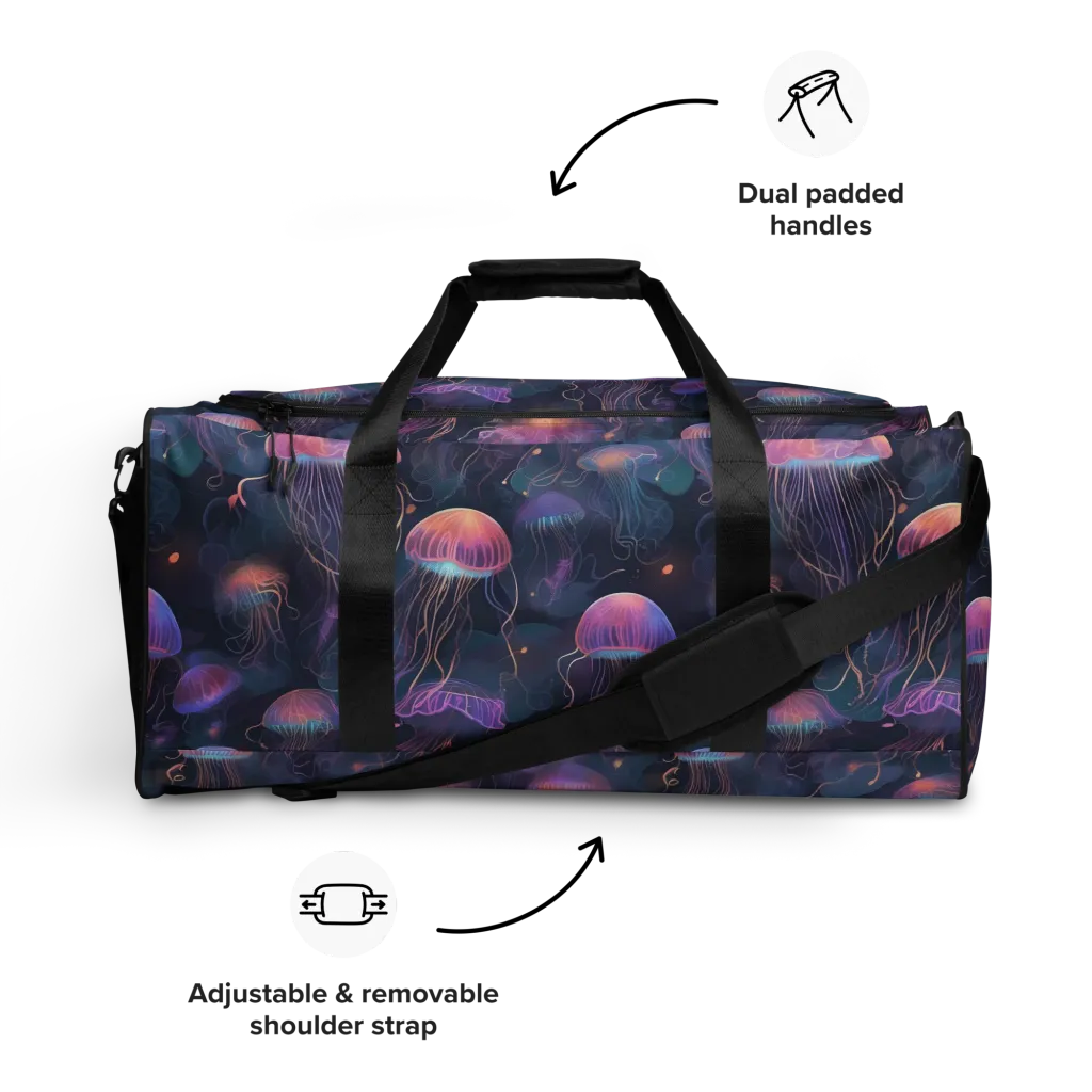 Neon Moon Jelly on Duffle Bag — Front